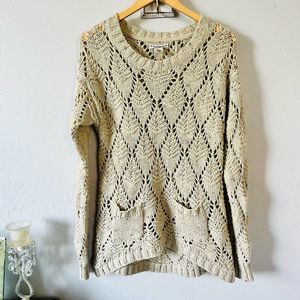 NWOT Open Knit Pullover Sweater Size Small Cream